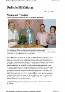 weingut ernst wittlingen baden presseartikel eröffnung weinstube