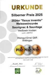 piwi weinpreis_2025-1 Silver Medal for our flexus inventio white wine cuvée